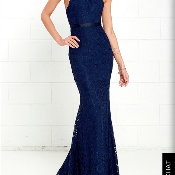 NWT Lulus Navy Blue Lace Maxi - Picture 3 of 3